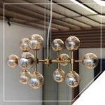 PENDENTE METAL VIDRO ÂMBAR ESFERA PD987 NEWLINE - Miniatura