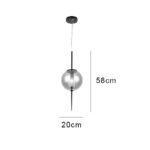 PENDENTE VIDRO METAL FUME 20x58CM PD1294FM NEWLINE - Miniatura