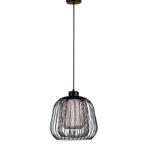 PENDENTE ARAMADO TRIPLO C/ CÚPULA EM TECIDO 49cm PD1041 NEWLINE - Miniatura