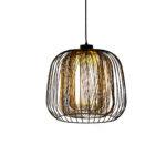 PENDENTE ARAMADO TRIPLO C/ CÚPULA EM TECIDO 49cm PD1041 NEWLINE - Miniatura