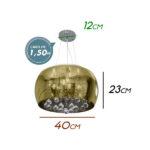 LUSTRE SOHO DOURADO CRISTAL PD002G BELLA - Miniatura
