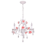 LUSTRE SÃO PETERSBURGO PROVENÇAL ROSE 3L E14 METAL BRANCO CH1032-RO CHANDELIE - Miniatura