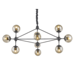 PENDENTE SPUTNIK PRETO 10L E27 CH2750-3 CHANDELIE - Miniatura