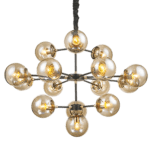 PENDENTE SPUTNIK PRETO E DOURADO 15L E27 CH2751-1 CHANDELIE - Miniatura