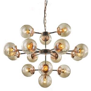 LUSTRE SPUTNIK PRETO E ROSE 15L E27 CH2751-5 CHANDELIE