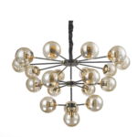 LUSTRE SPUTNIK PRETO E DOURADO 20L E27 CH2751-2 CHANDELIE - Miniatura