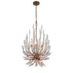 PENDENTE KIEZZA OURO VELHO 9L E14 DE CRISTAL TRANSPARENTE CH2106-3 CHANDELIE - Miniatura