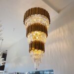 LUSTRE DE CRISTAL E COBRE LOUIS 21L CHANDELIE - Miniatura