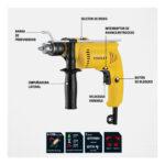 KIT FURADEIRA DE IMPACTO 1/2” 600W 1 127V C/120 ACESS SDH600KP-BR STANLEY - Miniatura