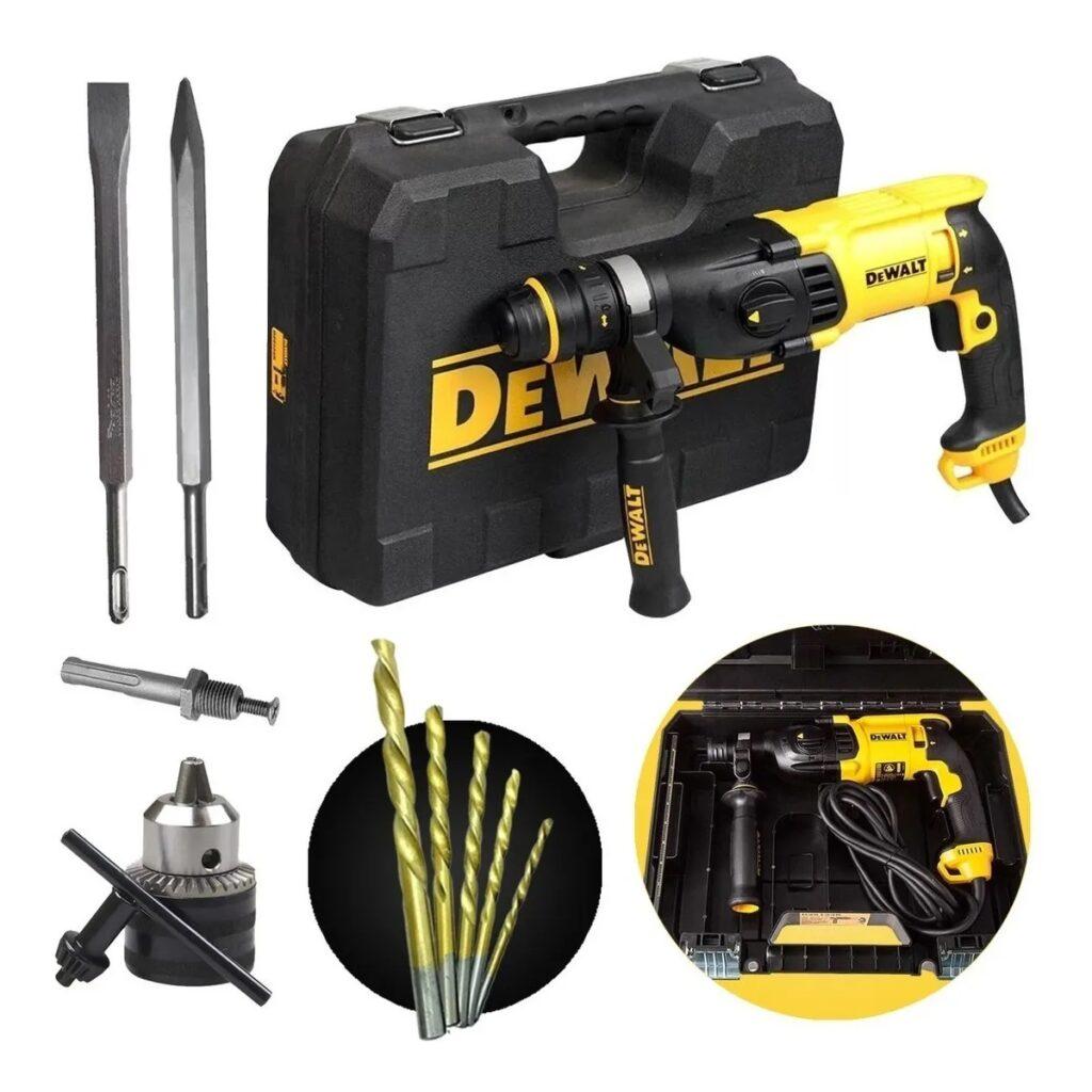 MARTELETE PERFURADOR ROMPEDOR SDS PLUS 800W 127V D25133K DEWALT + KIT COMPLETO