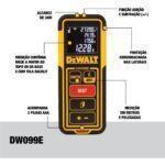 TRENA A LASER MEDIDOR DE DISTÂNCIA 30M(100PÉS) DW099E DEWALT - Miniatura