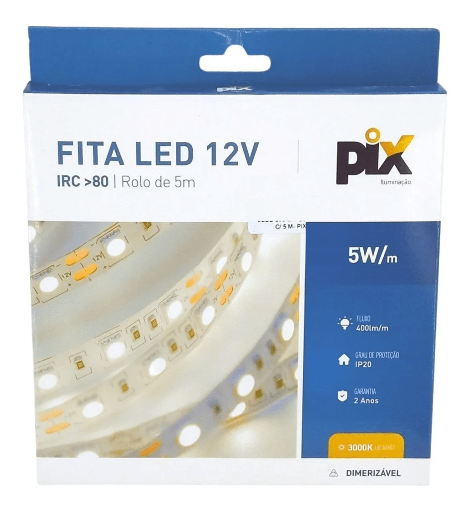 FITA LED IP20 5W/M 60LED 12V 3000K CT/5M PIX