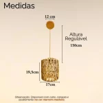 PENDENTE RUSTICO MADEIRA PALHA FIBRA SISAL PREMIUM GILI-17 - Miniatura
