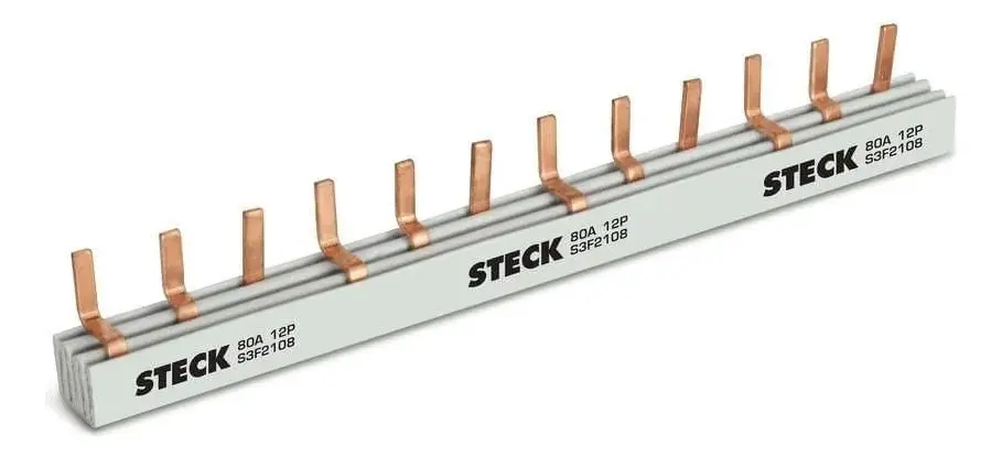 Barramento DIN Pente Tripolar 80A 12 Polos CEMAR 928033 – STECK S3F210B