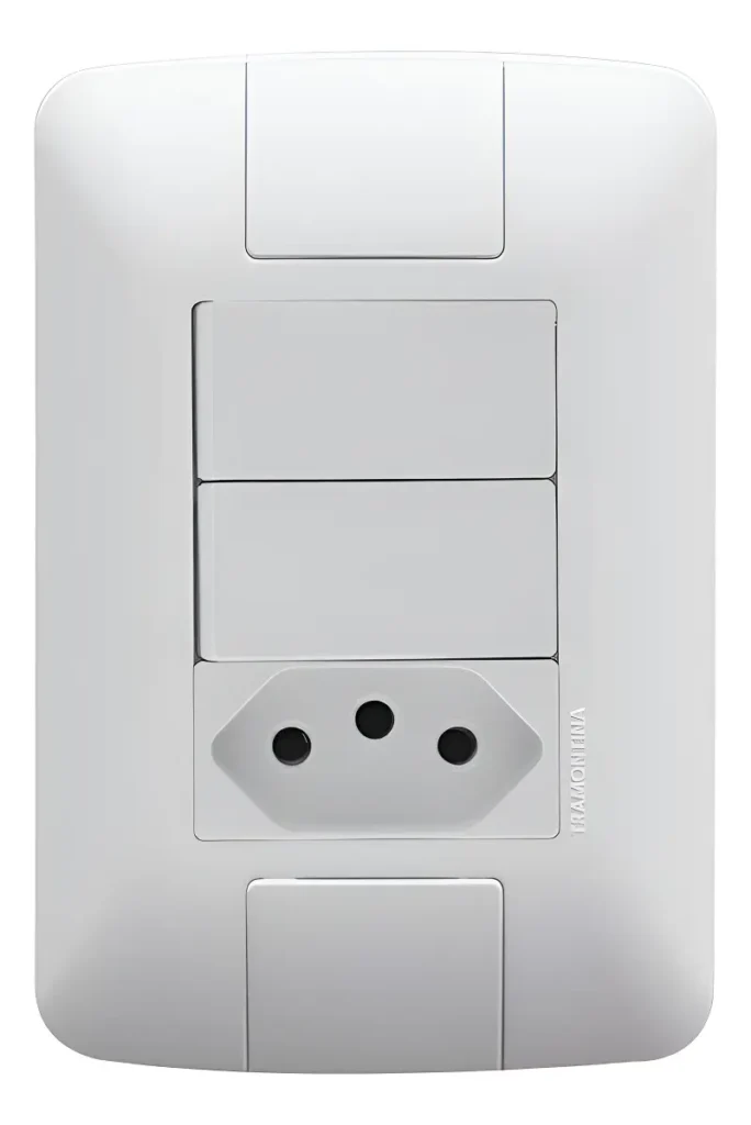 Interruptor 4X2 2 Teclas Simples + Tomada 20A Branco Tramontina Aria 57241071