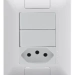 Interruptor 4X2 2 Teclas Simples + Tomada 10A Branco Tramontina Aria 57241073 - Miniatura