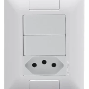 Interruptor 4X2 2 Teclas Simples + Tomada 10A Branco Tramontina Aria 57241073