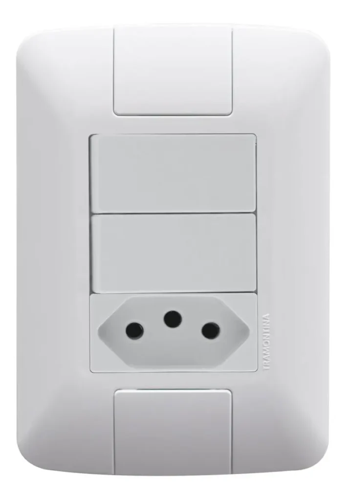 Interruptor 4X2 2 Teclas Simples + Tomada 10A Branco Tramontina Aria 57241073