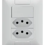 Interruptor 4X2 1 Tecla Simples + 2 Tomadas 20A Branco Tramontina Aria 57241086 - Miniatura