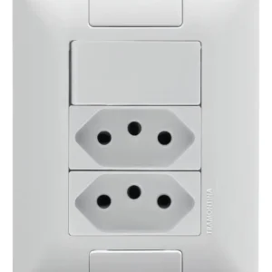 Interruptor 4X2 1 Tecla Simples + 2 Tomadas 20A Branco Tramontina Aria 57241086