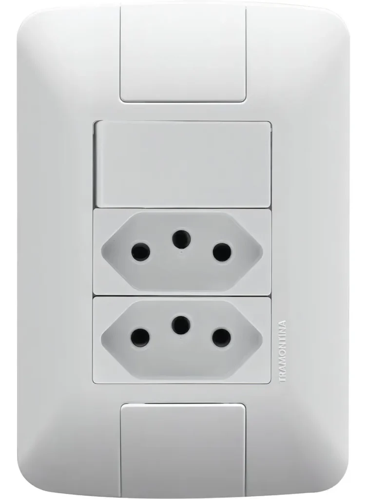 Interruptor 4X2 1 Tecla Simples + 2 Tomadas 20A Branco Tramontina Aria 57241086