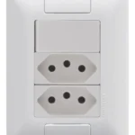 Interruptor 4X2 1 Tecla Simples + 2 Tomadas 10A Branco Tramontina Aria 57241087 - Miniatura