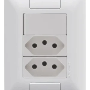 Interruptor 4X2 1 Tecla Simples + 2 Tomadas 10A Branco Tramontina Aria 57241087