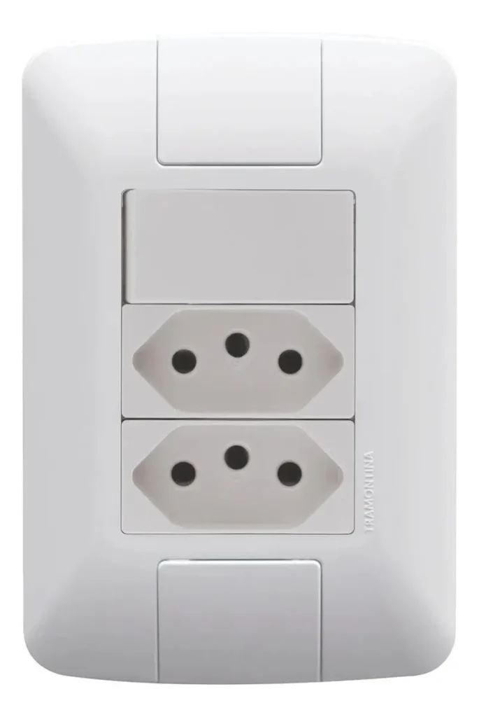 Interruptor 4X2 1 Tecla Simples + 2 Tomadas 10A Branco Tramontina Aria 57241087
