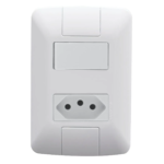 Conjunto Interruptor + Tomada 10a 250v Branco Tramontina Aria - Miniatura
