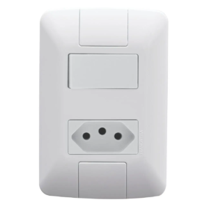 Conjunto Interruptor + Tomada 10a 250v Branco Tramontina Aria