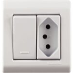 Caixa de Sobrepor com 1 Interruptor Simples e 1 Tomada 2P+T 10 A Tramontina Lizflex Branca – Ref. 57304013 - Miniatura