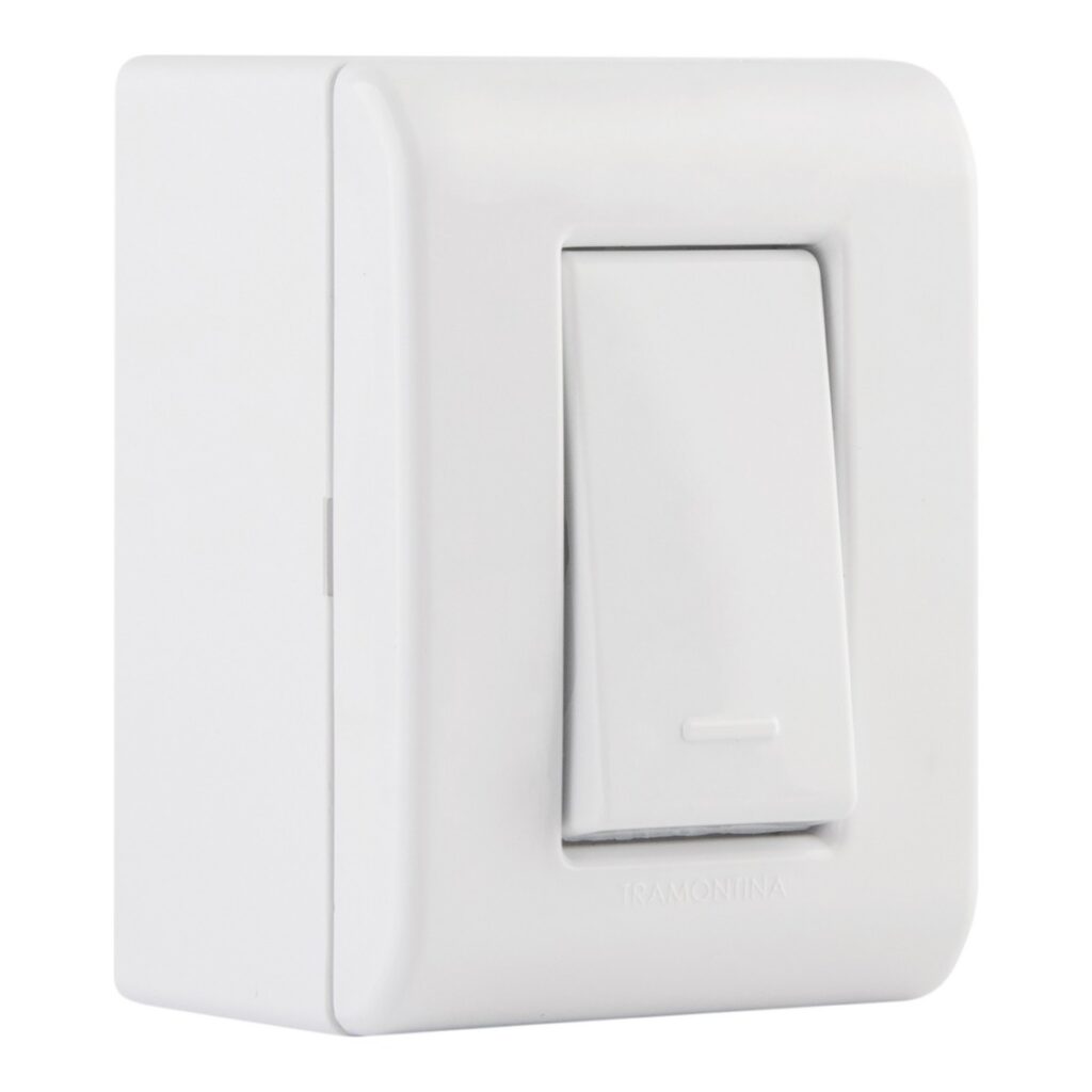 Caixa de Sobrepor com 1 Interruptor Simples 10 A 250 V Tramontina Lizflex Branca – Ref. 57304001