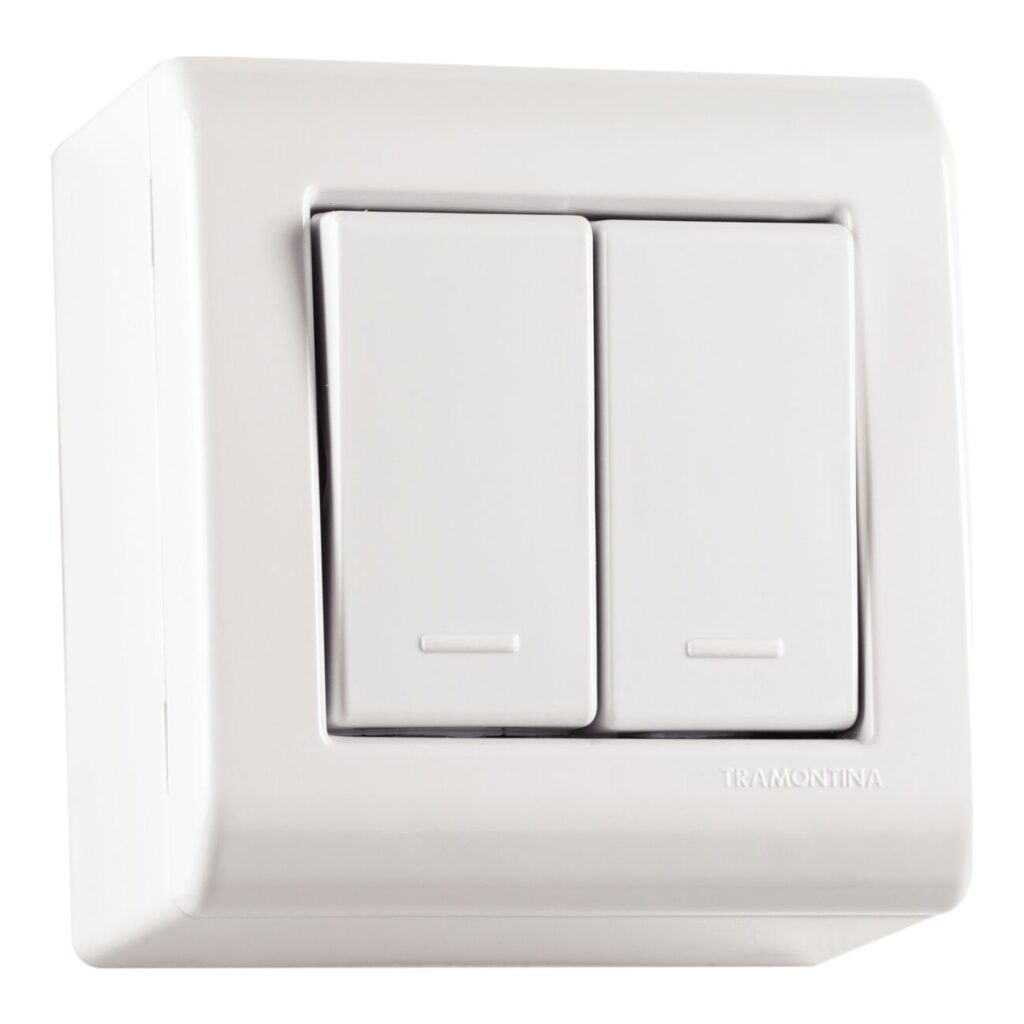Caixa de Sobrepor com 2 Interruptores Simples 10 A 250 V Tramontina Lizflex Branca – Ref. 57304011