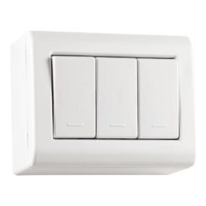 Caixa de Sobrepor com 3 Interruptores Simples 10 A 250 V Tramontina Lizflex Branca – Ref. 57304021