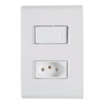 Conjunto 4×2 com 1 Interruptor Simples e 1 Tomada 2P+T 10 A Tramontina Liz Branco – Ref. 57170264 - Miniatura