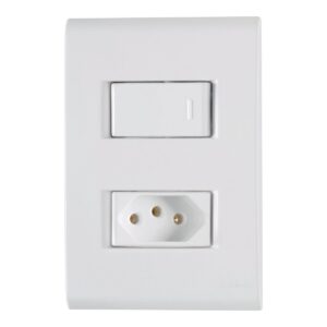 Conjunto 4x2 com 1 Interruptor Simples e 1 Tomada 2P+T 10 A Tramontina Liz Branco – Ref. 57170264