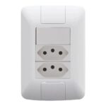 Conjunto 4×2 com 1 Interruptor Simples e 2 Tomadas 2P+T 10 A Tramontina Aria Branco – Ref. 57241087 - Miniatura