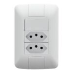 Conjunto 4×2 com 1 Interruptor Simples e 2 Tomadas 2P+T 20 A Tramontina Aria Branco – Ref. 57241086 - Miniatura