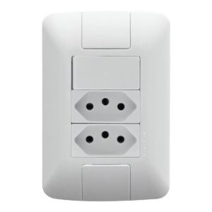 Conjunto 4x2 com 1 Interruptor Simples e 2 Tomadas 2P+T 20 A Tramontina Aria Branco – Ref. 57241086