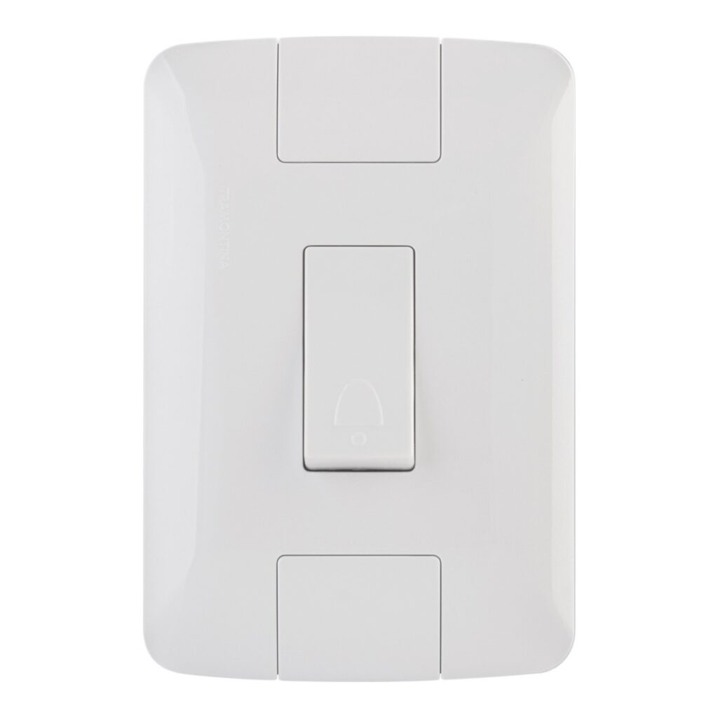 Conjunto 4×2 com 1 Pulsador para Campainha Tramontina Aria 6 A 250 V Branco – Ref. 57241007