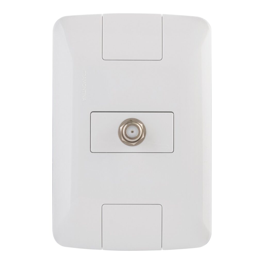 Conjunto 4×2 com 1 Tomada TV/SAT Coaxial Tramontina Aria Branco – Ref. 57241017