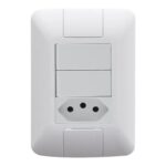 Conjunto 4×2 com 2 Interruptores Simples e 1 Tomada 2P+T 10 A Tramontina Aria Branco – Ref. 57241073 - Miniatura