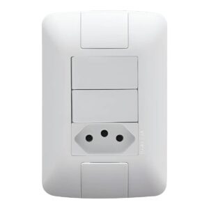 Conjunto 4x2 com 2 Interruptores Simples e 1 Tomada 2P+T 20 A Tramontina Aria Branco – Ref. 57241071