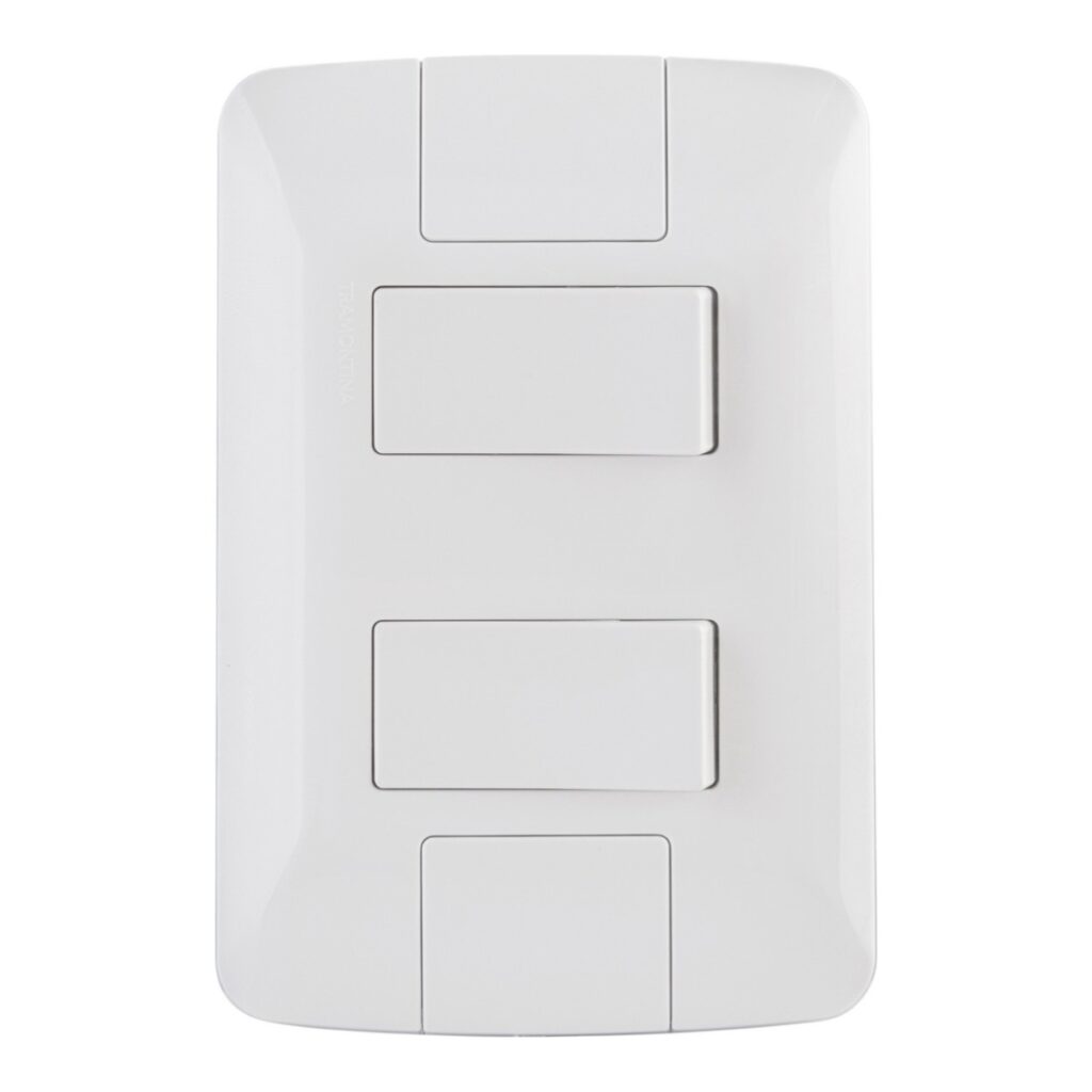 Conjunto 4×2 com 2 Interruptores Simples Tramontina Aria 6 A 250 V Branco – Ref. 57241040
