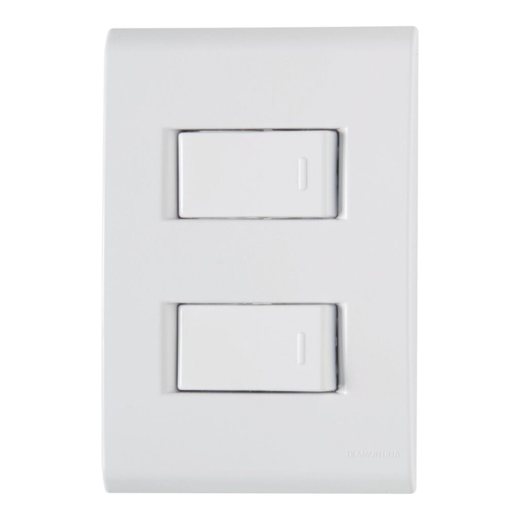 Conjunto 4×2 com 2 Interruptores Simples Tramontina Liz 10 A 250 V Branco – Ref. 57170040
