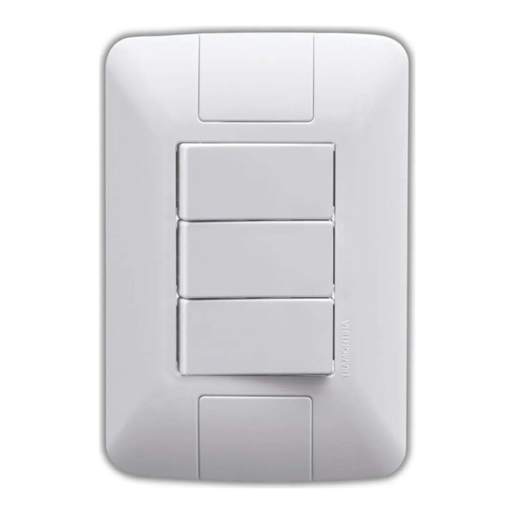 Conjunto 4×2 com 3 Interruptores Simples Tramontina Aria 6 A 250 V Branco – Ref. 57241070