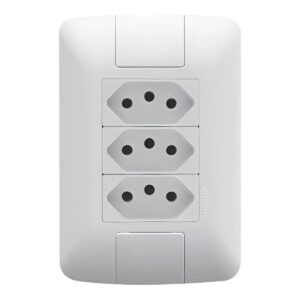 Conjunto 4x2 com 3 Tomadas 2P+T 10 A Tramontina Aria 250 V Branco – Ref. 57241076
