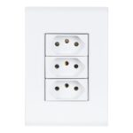 Conjunto 4×2 com 3 Tomadas 2P+T 10 A Tramontina Liz 250 V Branco – Ref. 57170076 - Miniatura