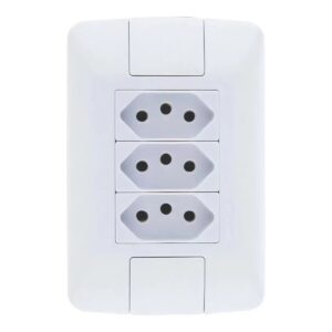 Conjunto 4x2 com 3 Tomadas 2P+T 20 A Tramontina Aria 250 V Branco – Ref. 57241079
