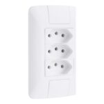 Conjunto 4×2 com 3 Tomadas 2P+T 20 A Tramontina Aria 250 V Branco – Ref. 57241079 - Miniatura